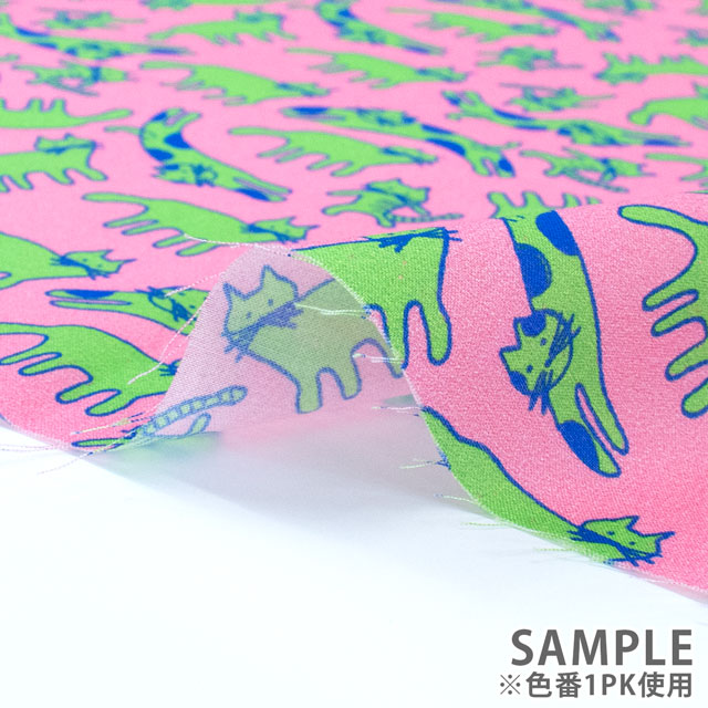 生地 FiN tex-フィンテックス- ゆるネコ 約140cm幅×50cmカット(OKF-029) 1PK.ピンク 09Ae06_